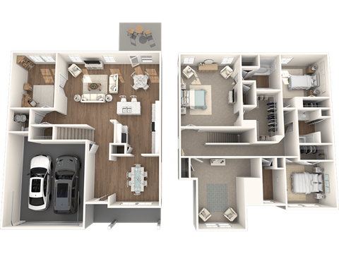 a floor plan of a house with a car and a garage